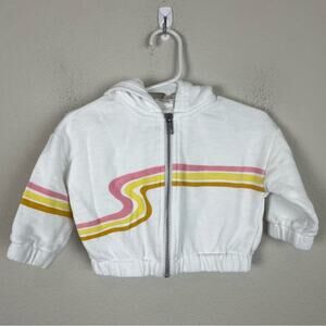 Stem Girls White Terry Stripe Zip Hoodie 6 Months